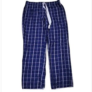 Victoria's Secret Blue Plaid Flannel Sleep Pants Cinch Waist